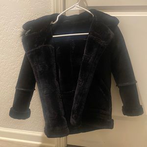 Kids Black Faux Shearling pea coat